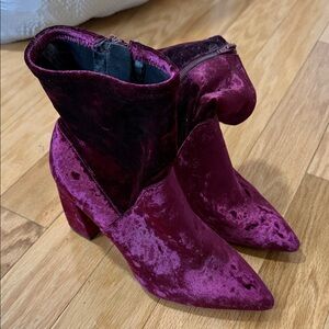 AEROSOLES Velvet Heeled Boots in Deep Purple